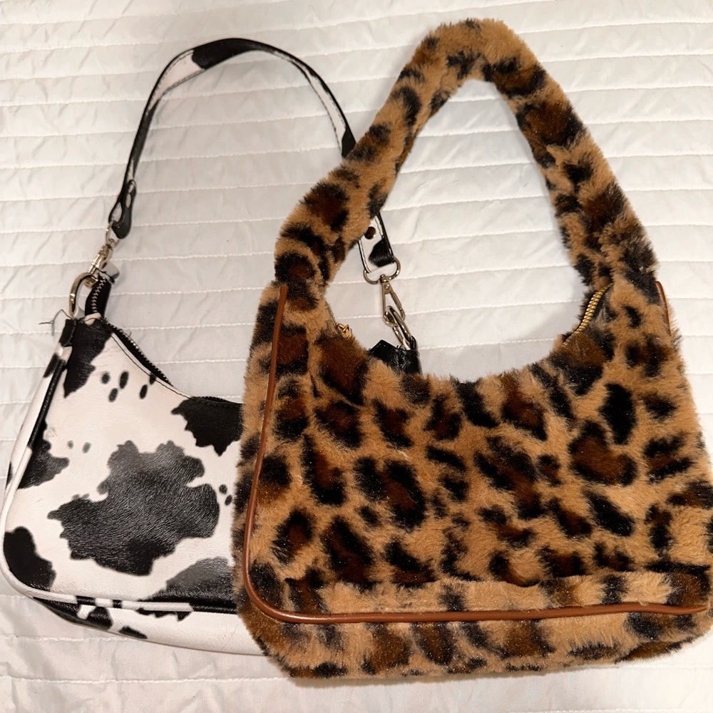 TWO Adorable Animal Print Purses!! (cow and cheetah)
